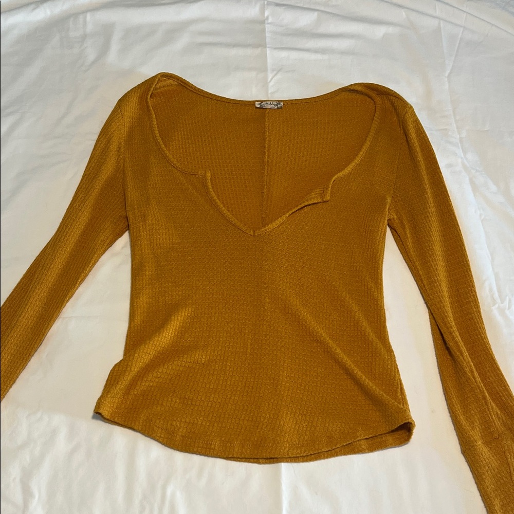 Free People Intimately -Mustard Long Sleeve Top